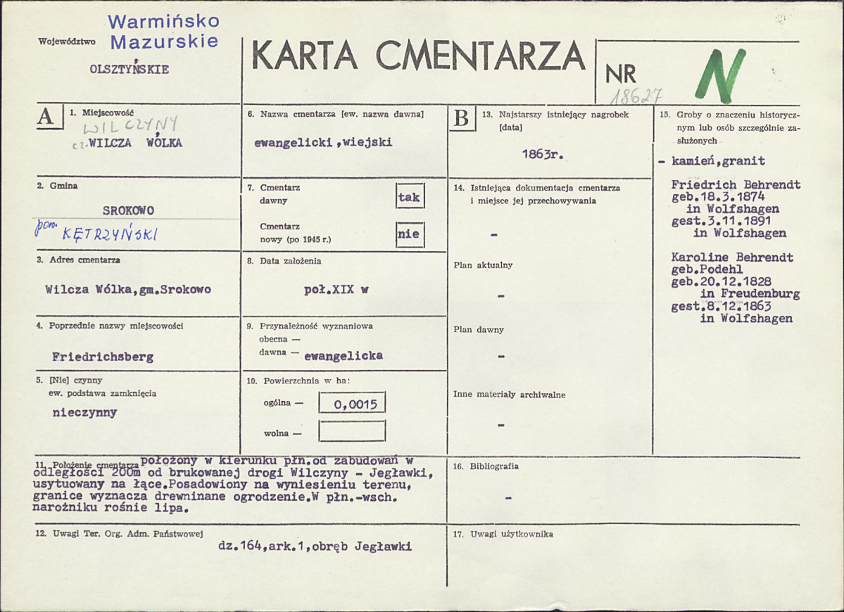 KC - Karta cmentarza, skan nr 1