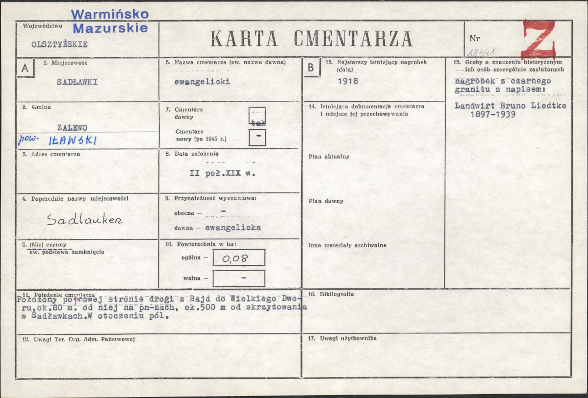 KC - Karta cmentarza, skan nr 1