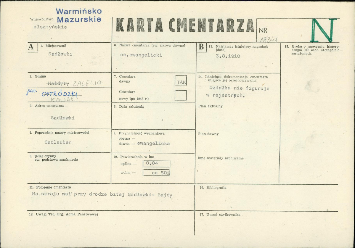KC - Karta cmentarza, skan nr 1