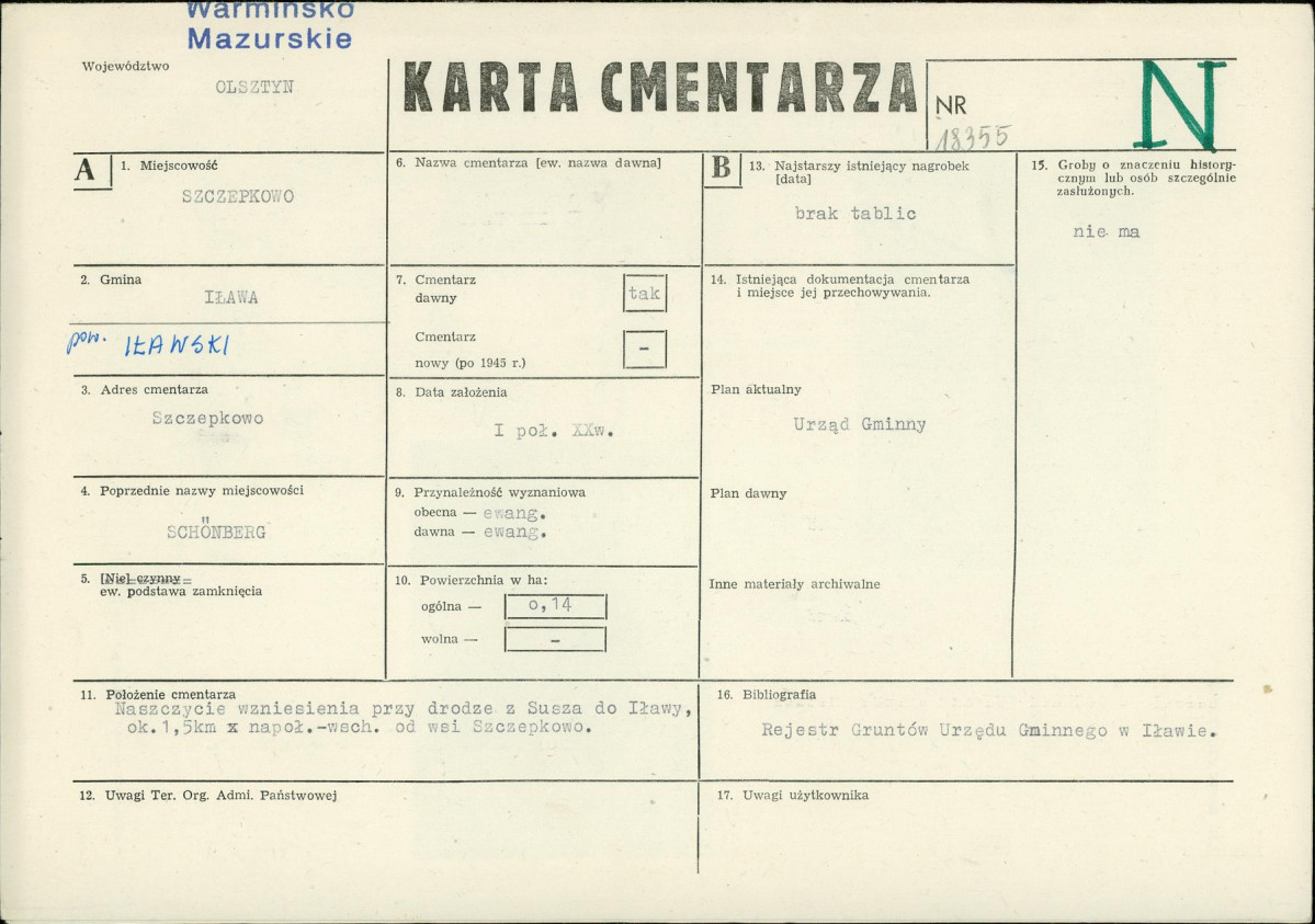 Karta cmentarza, skan nr 1
