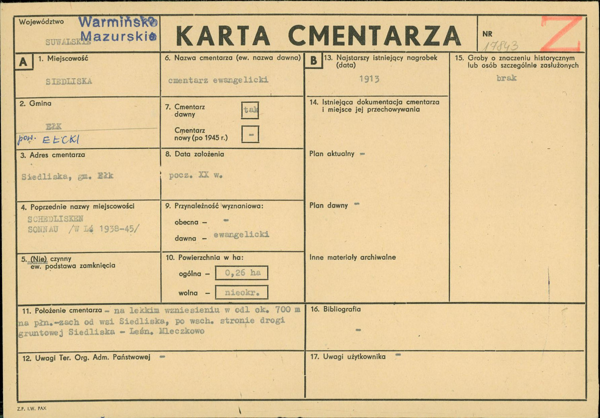 Karta cmentarza, skan nr 1