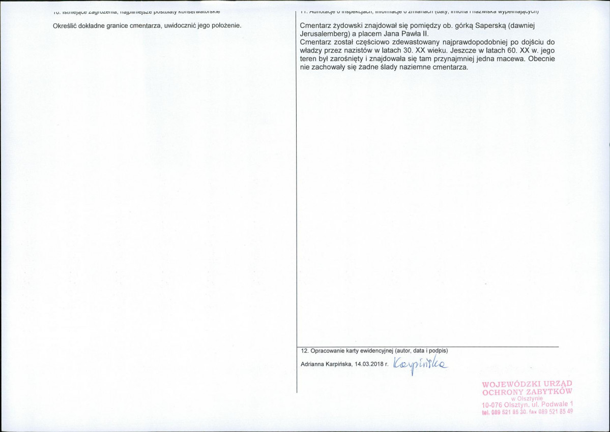 Karta obiektu niewpisanego do rejestru, skan nr 2