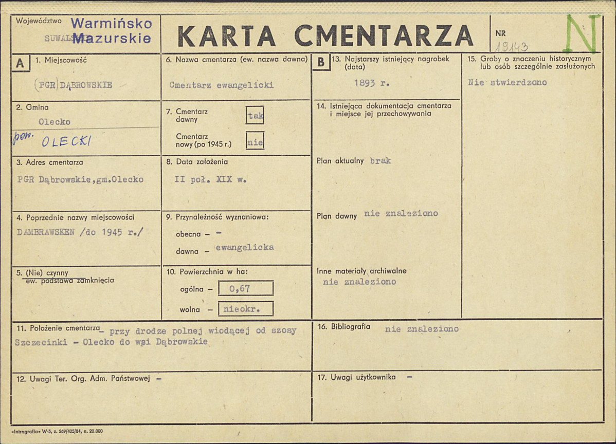 KC - Karta cmentarza, skan nr 1