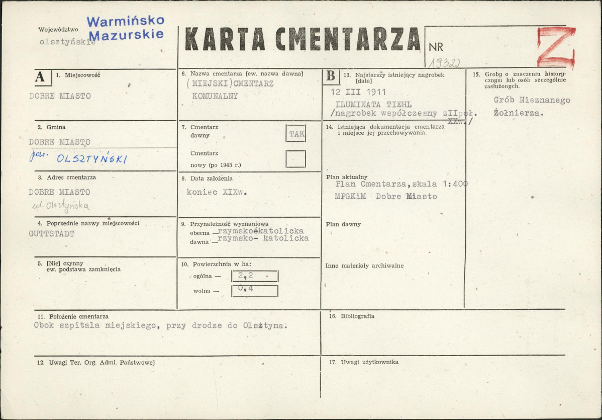 Karta cmentarza, skan nr 1