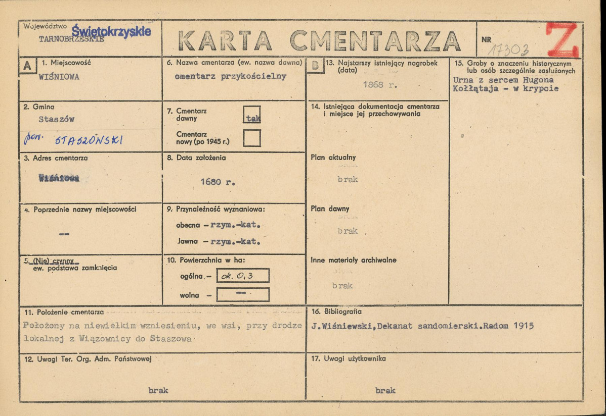 KC - Karta cmentarza, skan nr 1