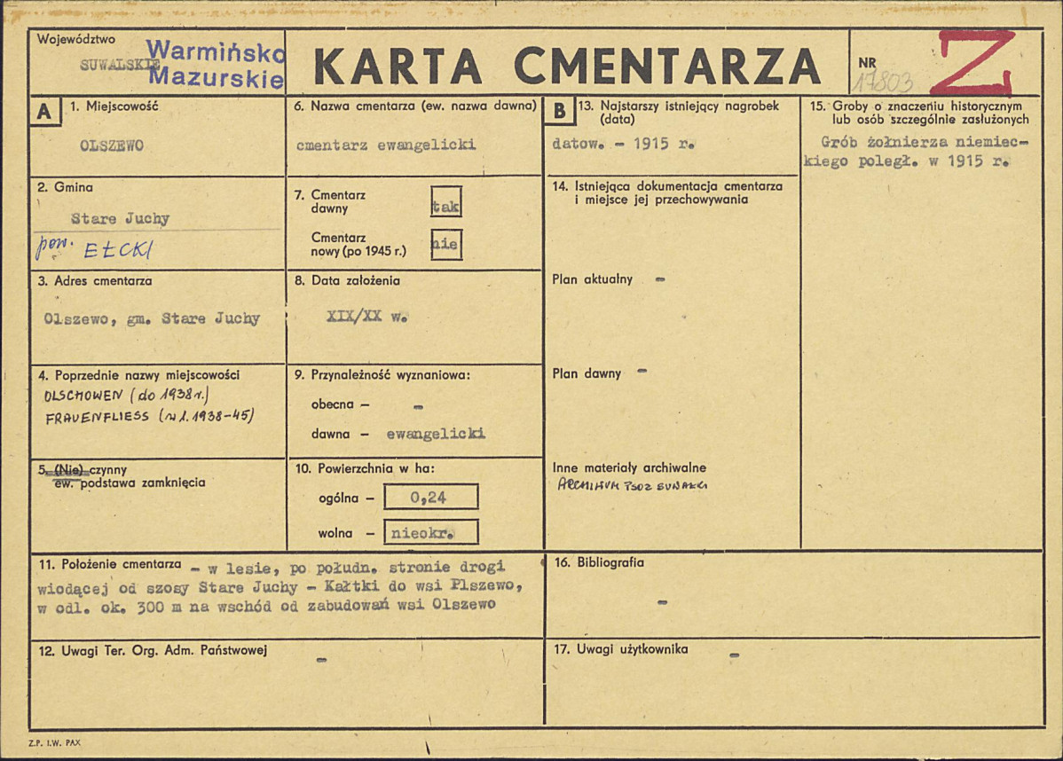 Karta cmentarza, skan nr 1