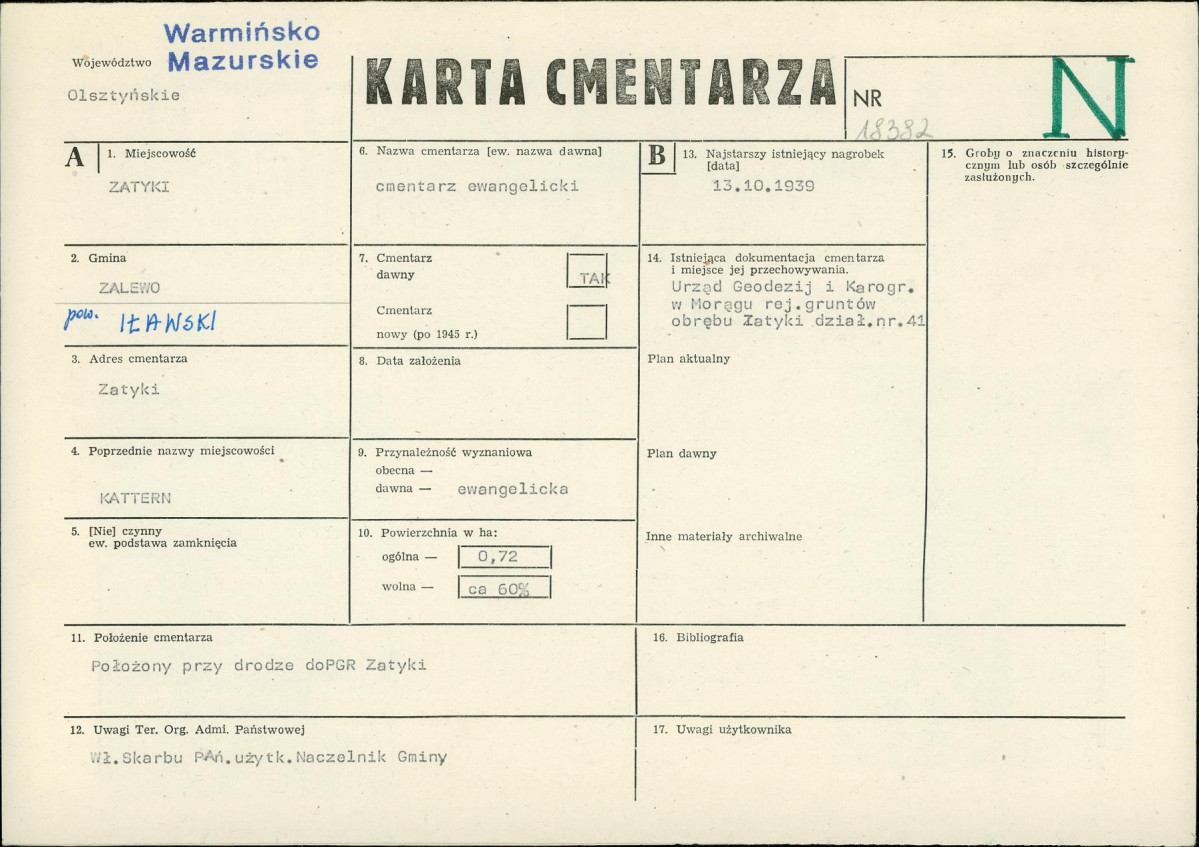 KC - Karta cmentarza, skan nr 1