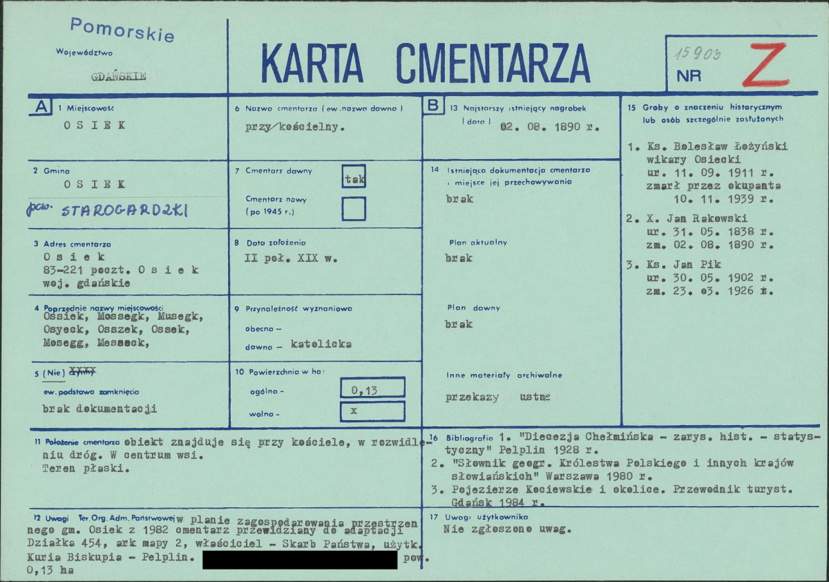 KC - Karta cmentarza, skan nr 1