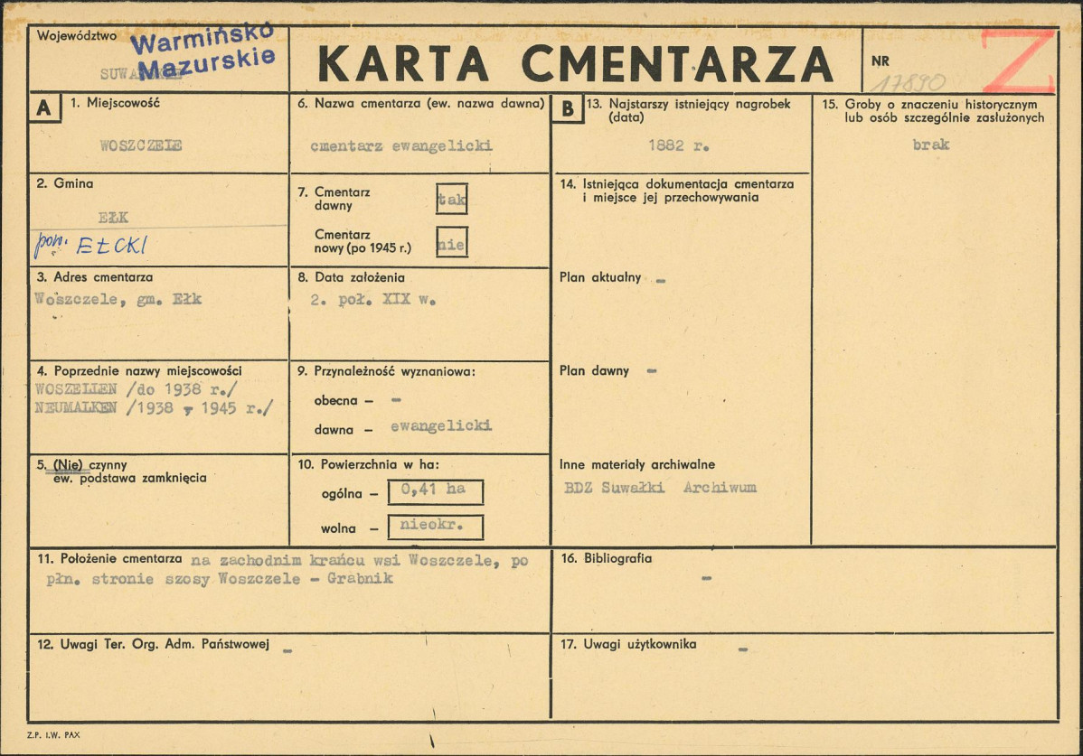 Karta cmentarza, skan nr 1