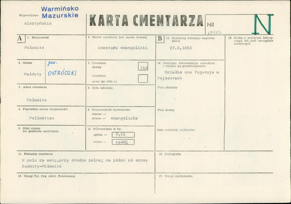 KC - Karta cmentarza, skan nr 1
