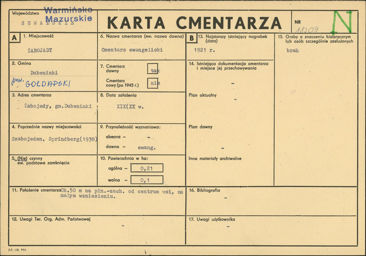 Karta cmentarza, skan nr 1