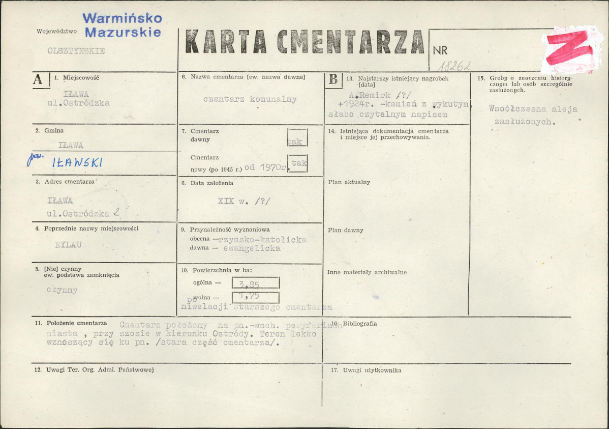Karta cmentarza, skan nr 1