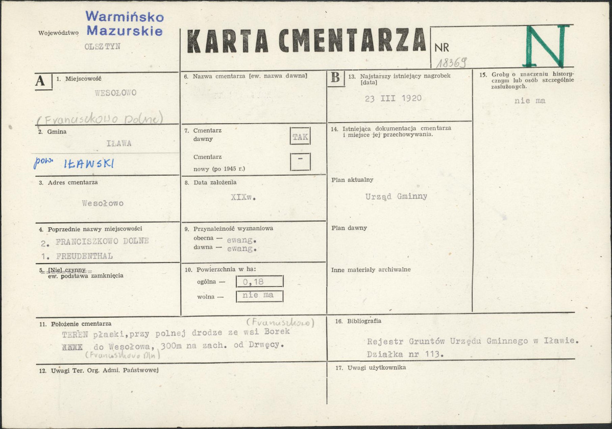 Karta cmentarza, skan nr 1