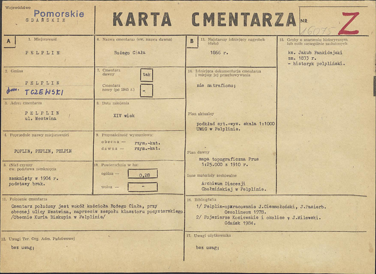 KC - Karta cmentarza, skan nr 1