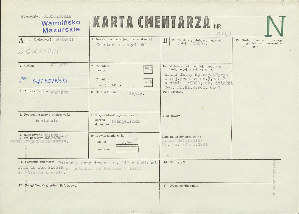 KC - Karta cmentarza, skan nr 1