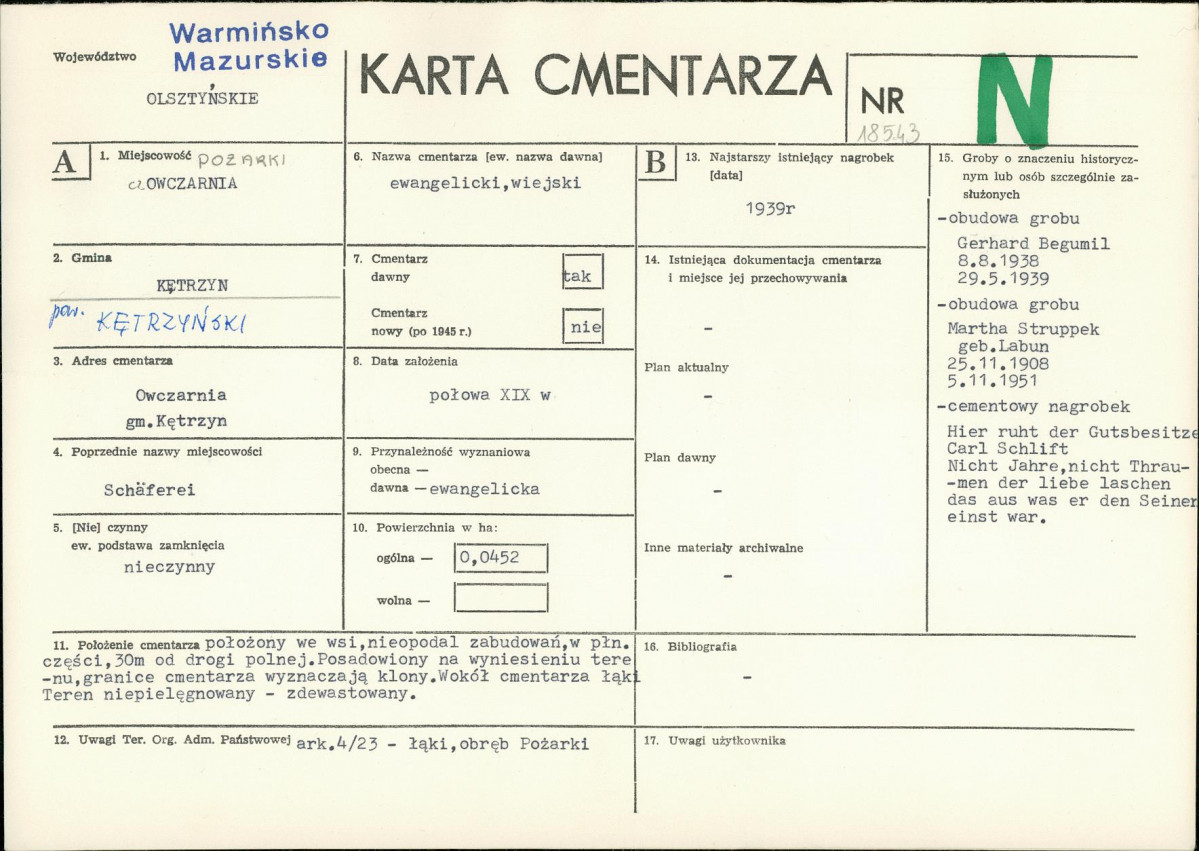 KC - Karta cmentarza, skan nr 1