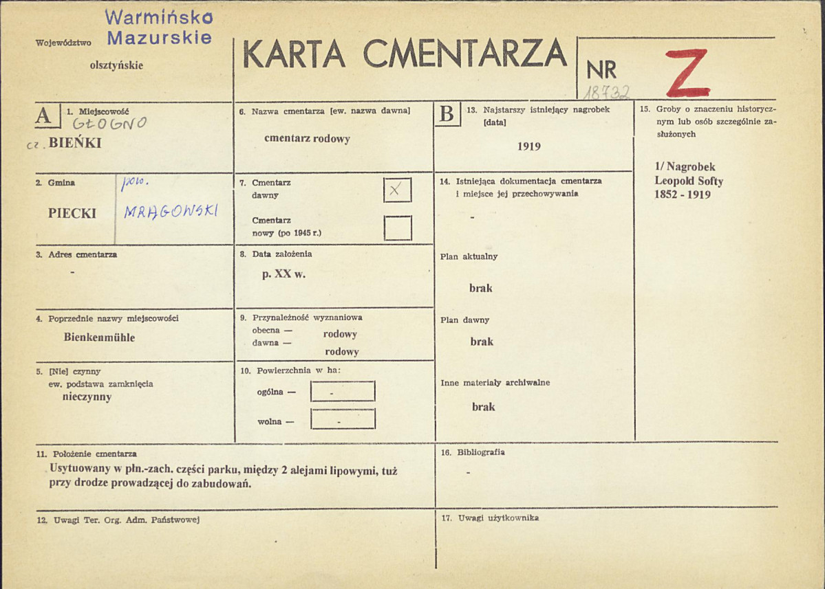KC - Karta cmentarza, skan nr 1