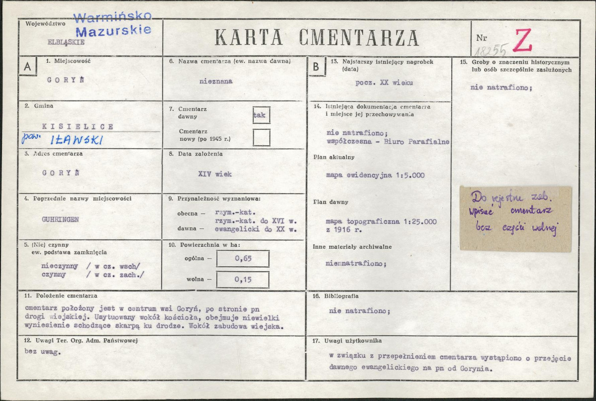 Karta cmentarza, skan nr 1