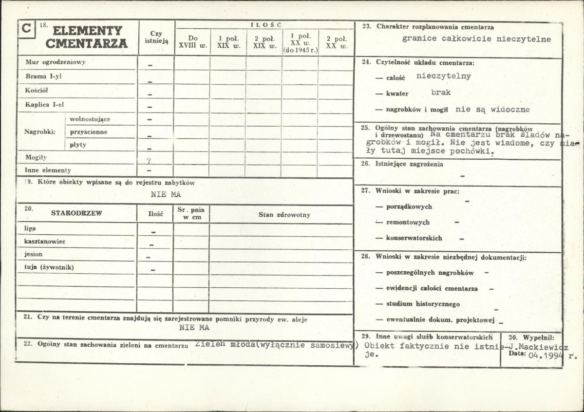 KC - Karta cmentarza, skan nr 2