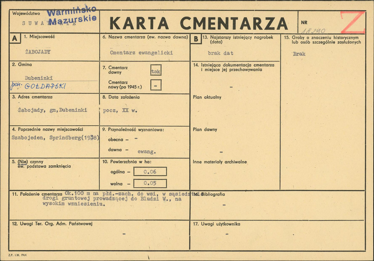 Karta cmentarza, skan nr 1