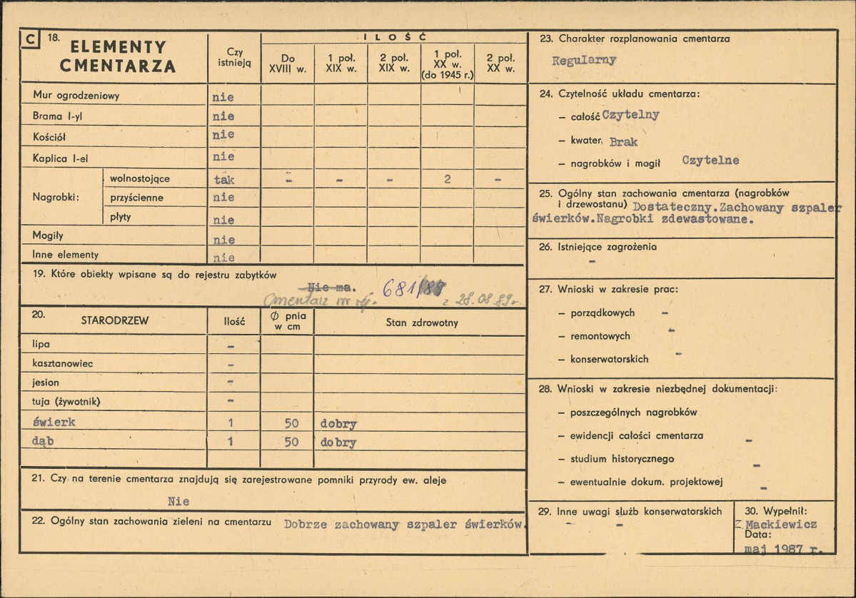 Karta cmentarza, skan nr 2
