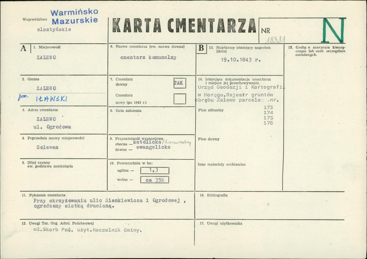 Karta cmentarza, skan nr 1