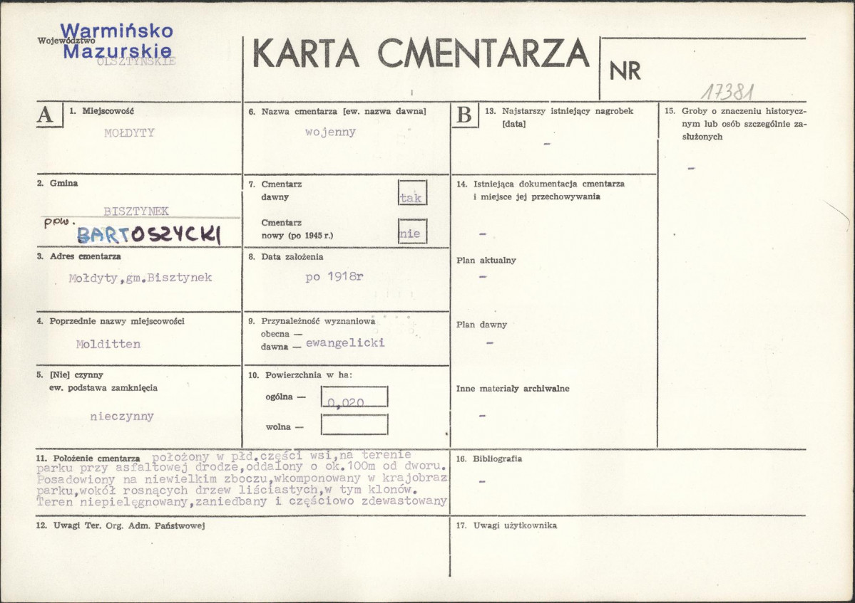 Karta cmentarza, skan nr 1
