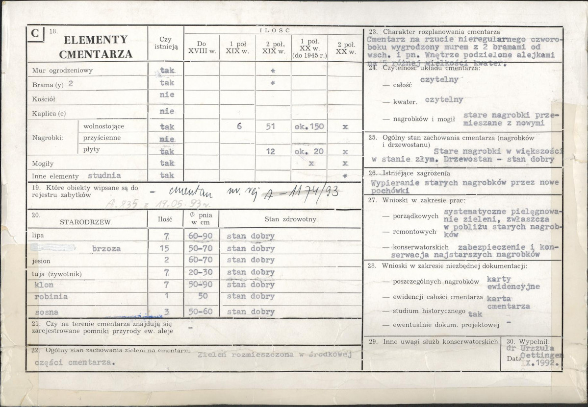 Karta cmentarza, skan nr 2