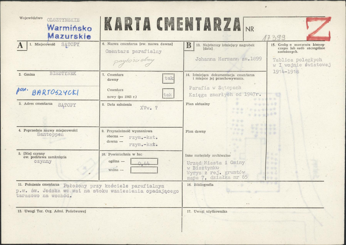 Karta cmentarza, skan nr 1