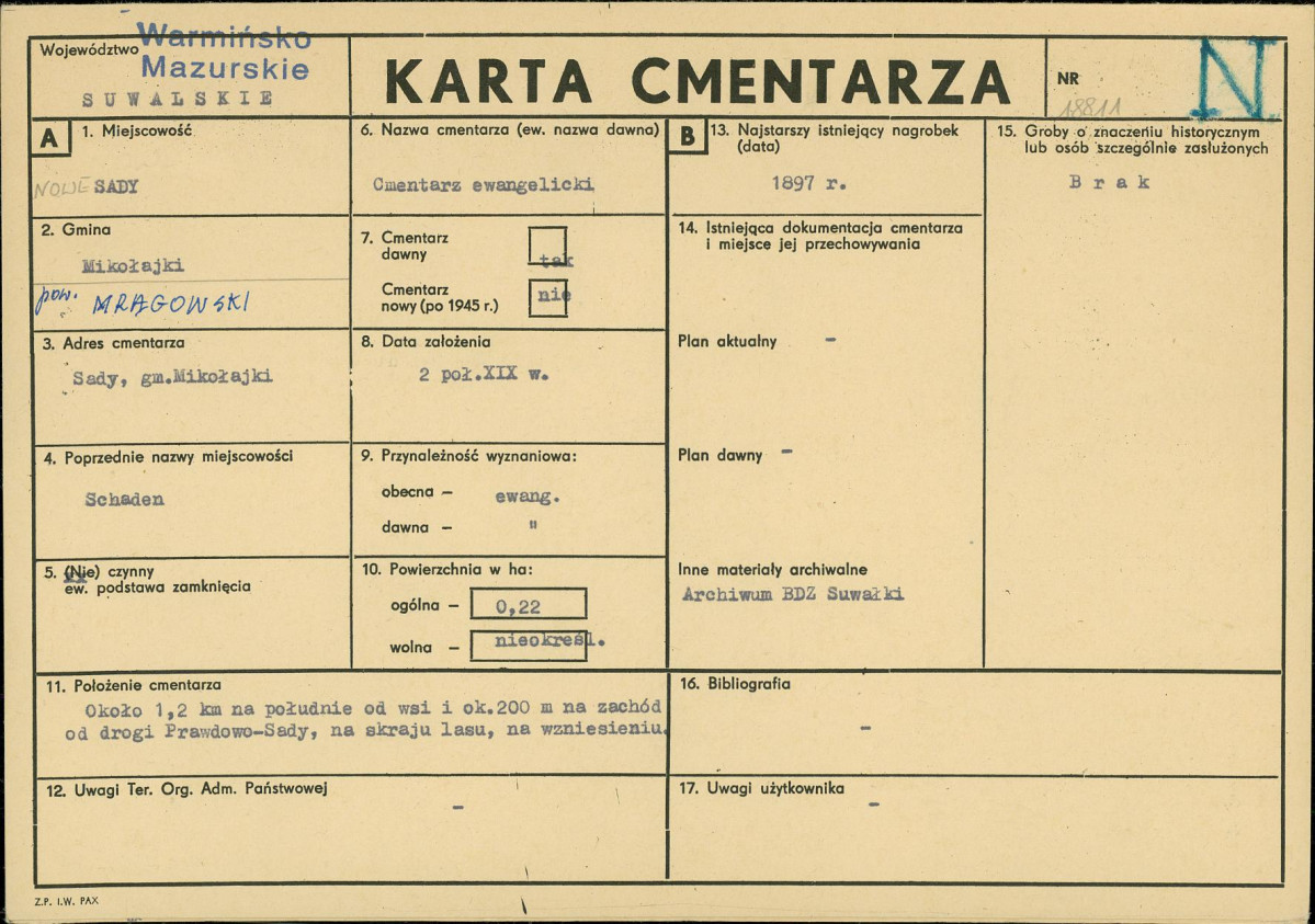KC - Karta cmentarza, skan nr 1