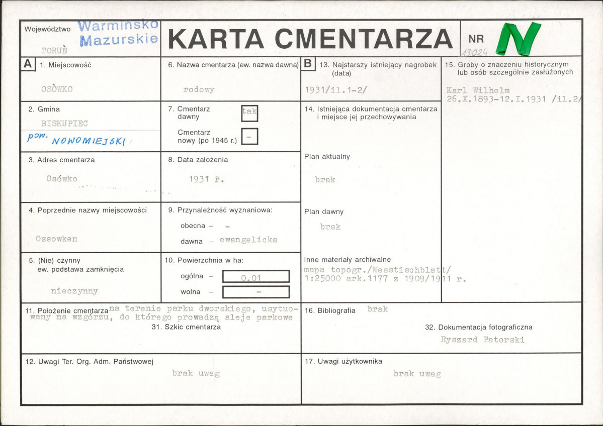 Karta cmentarza, skan nr 1