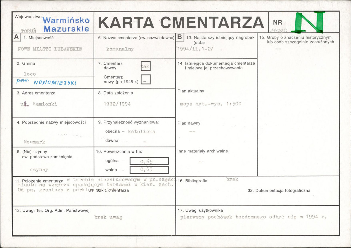 Karta cmentarza, skan nr 1