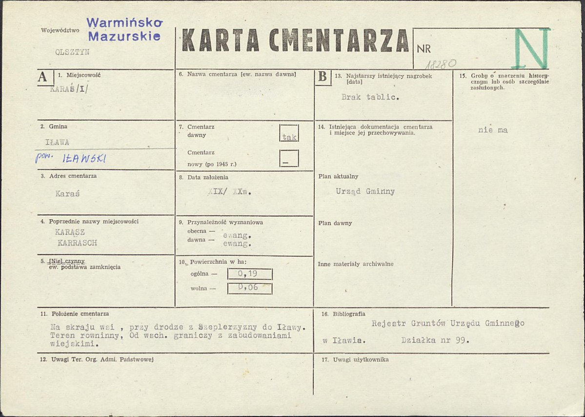 Karta cmentarza, skan nr 1