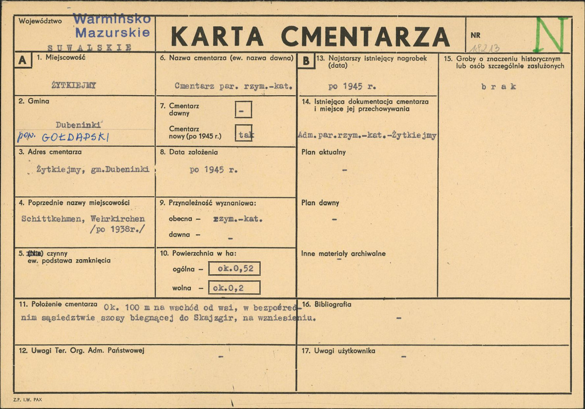 Karta cmentarza, skan nr 1