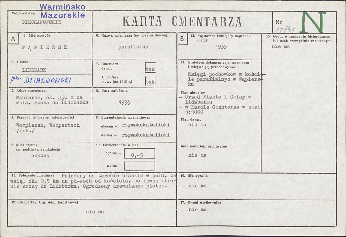 Karta cmentarza, skan nr 1
