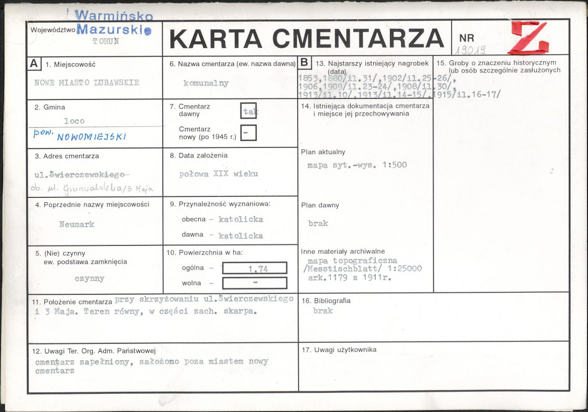 Karta cmentarza, skan nr 1