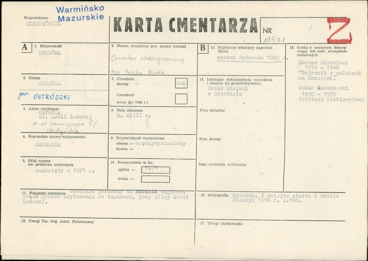 Karta cmentarza, skan nr 1