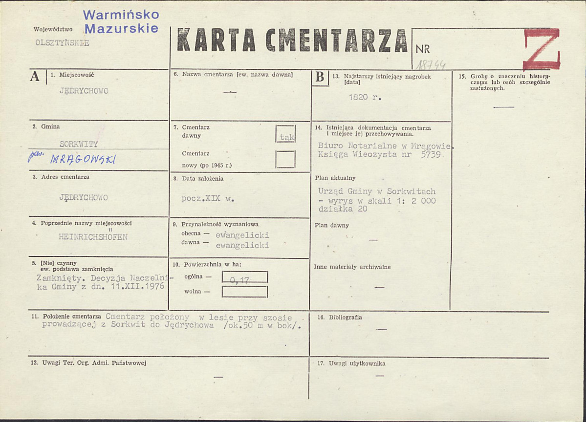 Karta cmentarza, skan nr 1