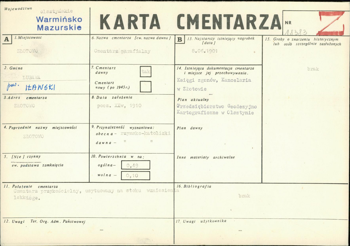 Karta cmentarza, skan nr 1
