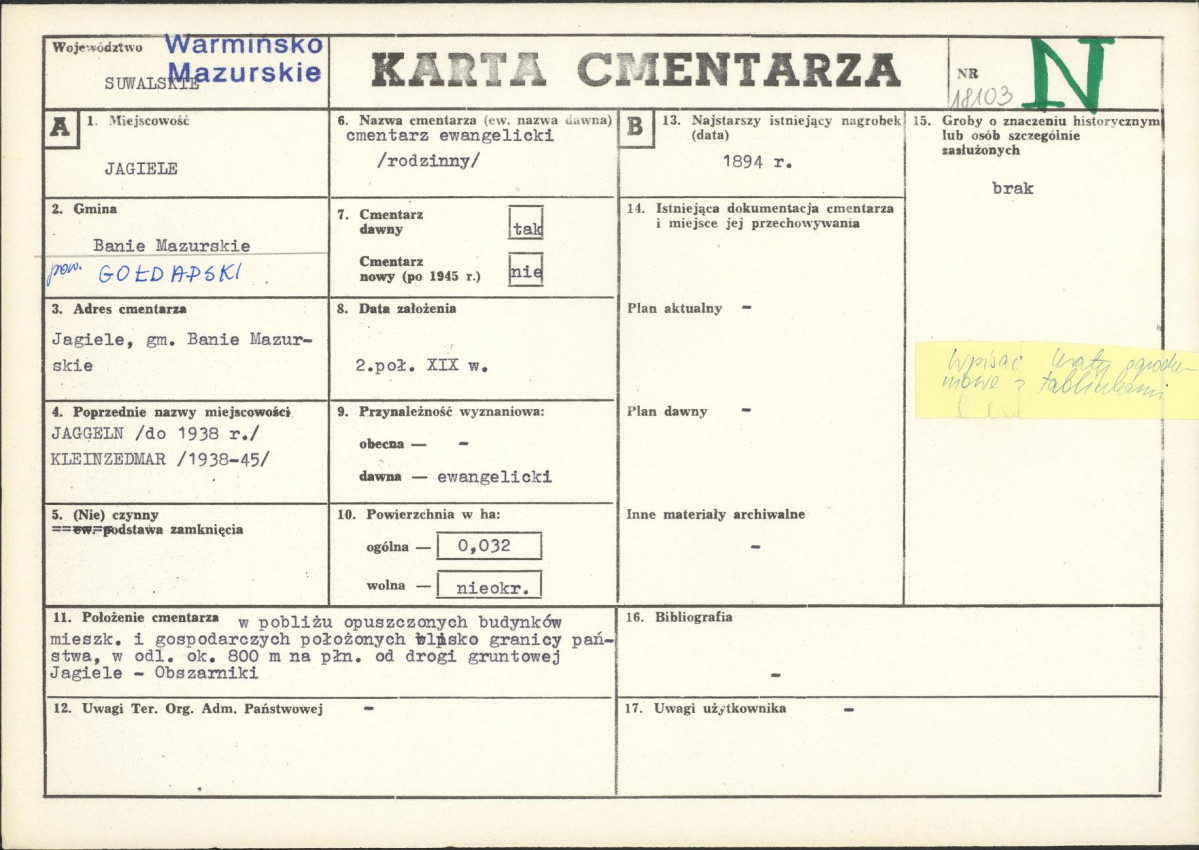 Karta cmentarza, skan nr 1