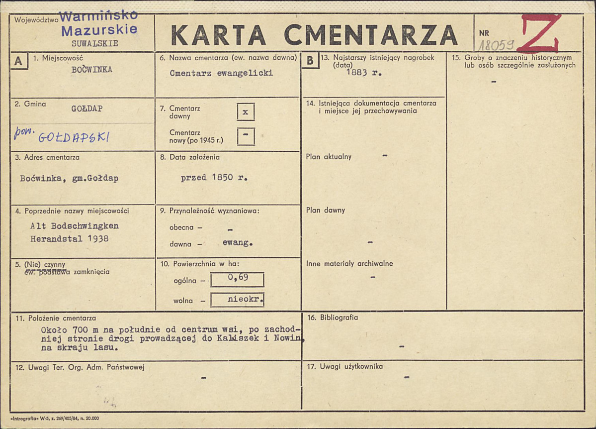 KC - Karta cmentarza, skan nr 1