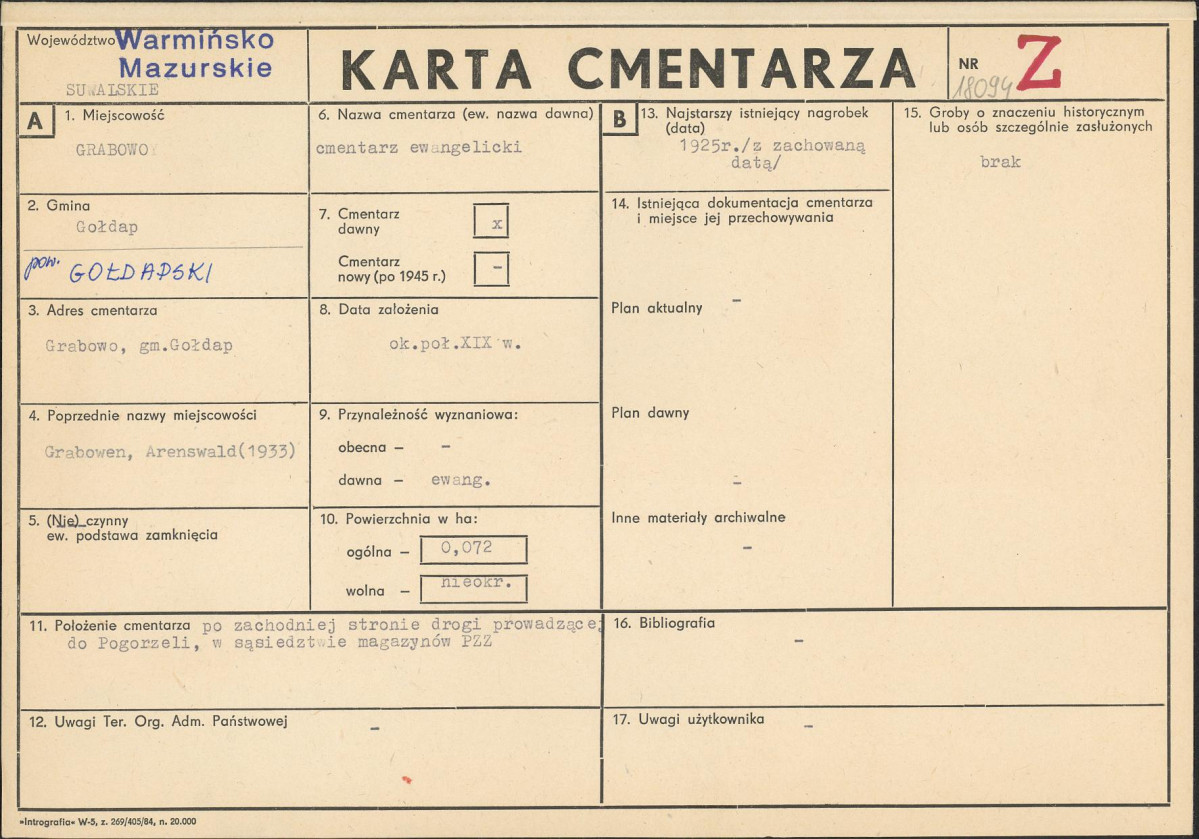 Karta cmentarza, skan nr 1