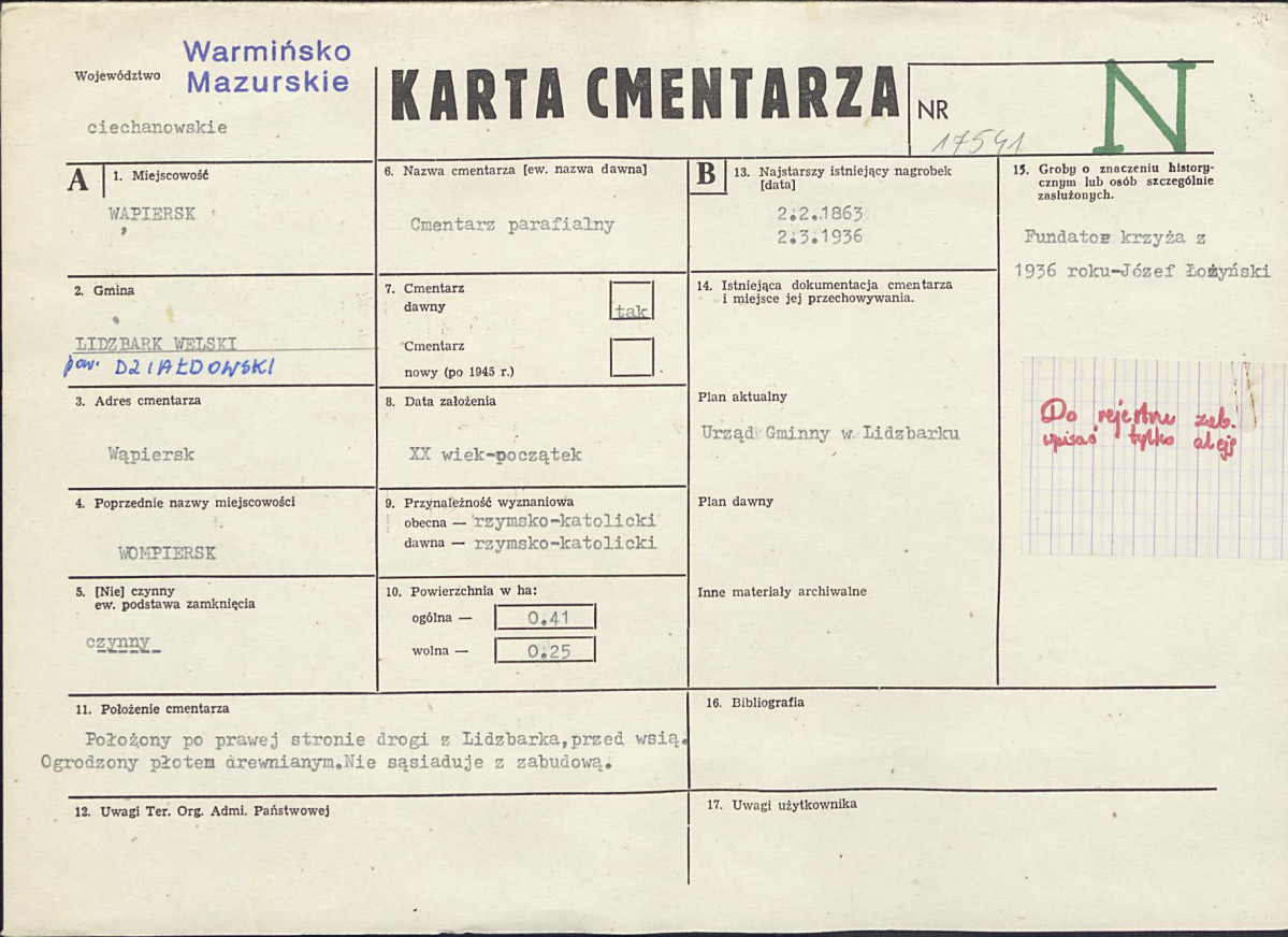 Karta cmentarza, skan nr 1