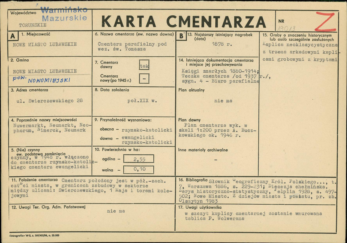 Karta cmentarza, skan nr 1