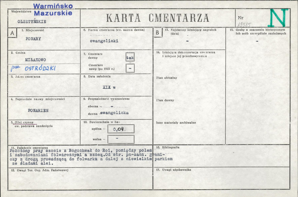 KC - Karta cmentarza, skan nr 1
