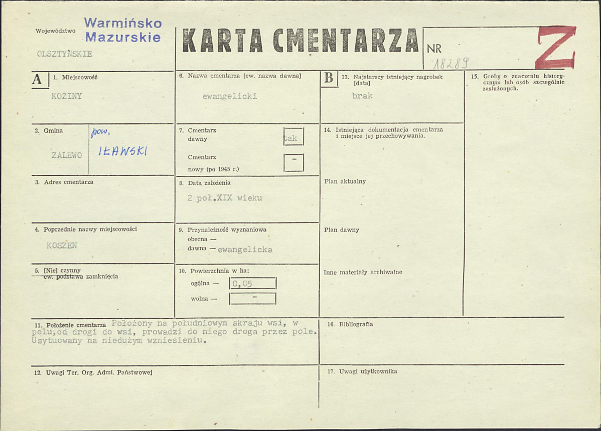 KC - Karta cmentarza, skan nr 1