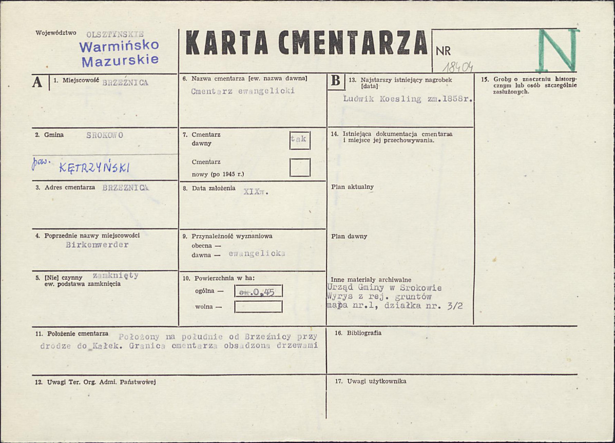 Karta cmentarza, skan nr 1