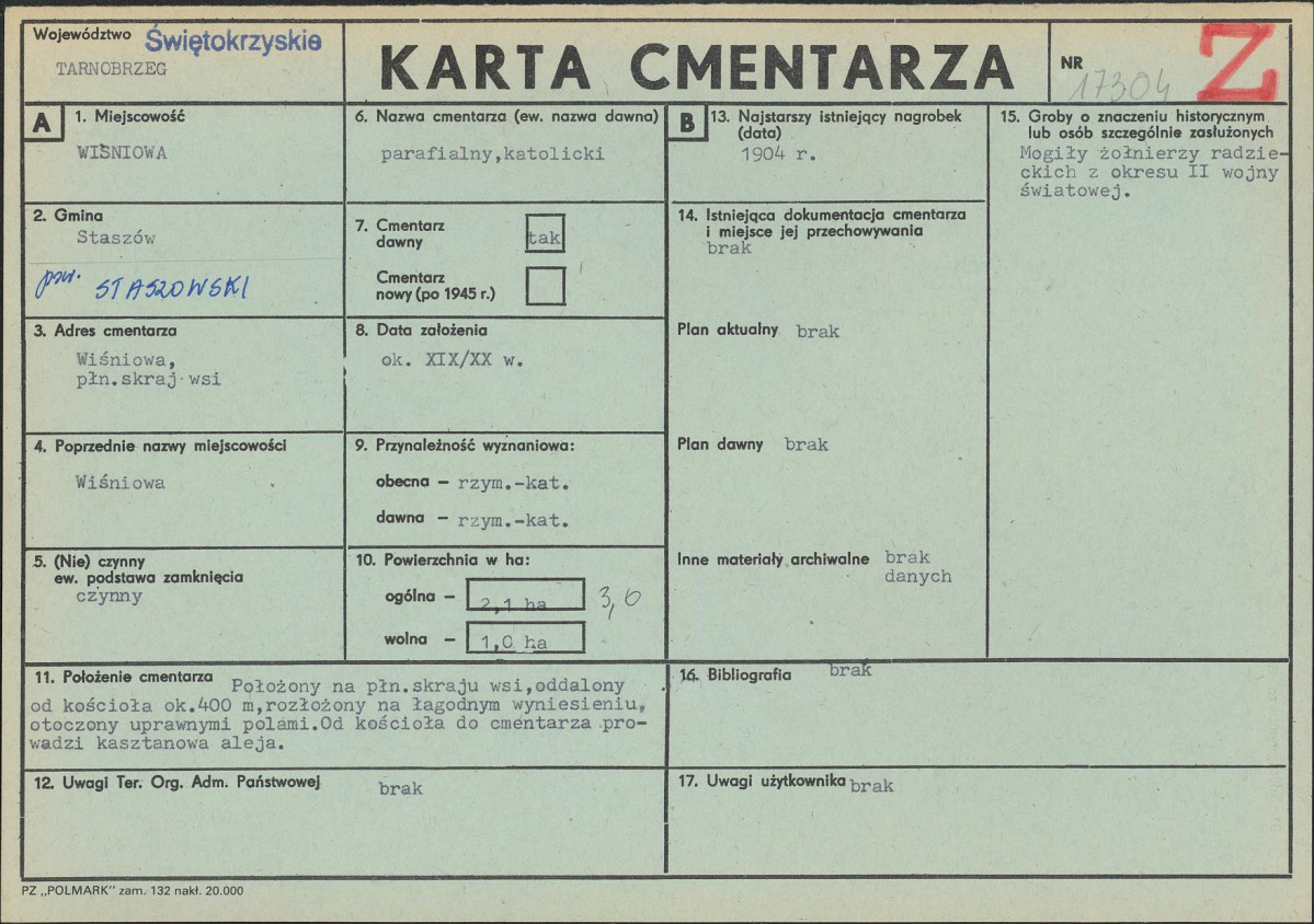 KC - Karta cmentarza, skan nr 1