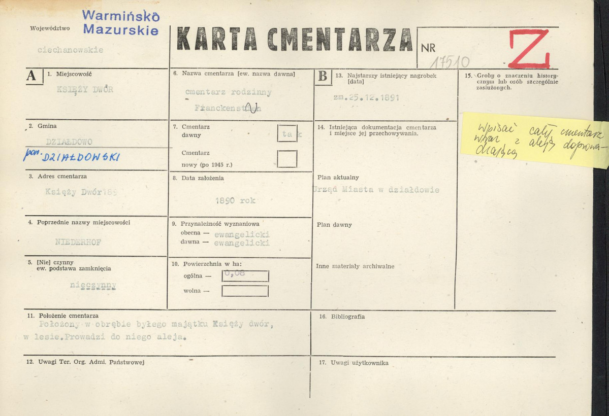 Karta cmentarza, skan nr 1
