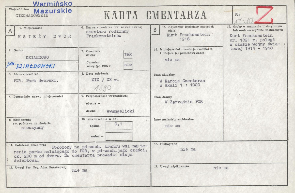 Karta cmentarza, skan nr 1